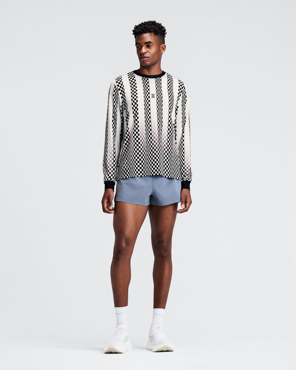 Men_s Micromesh™ Long Sleeve Performance Tee - Checkerboard Stripe