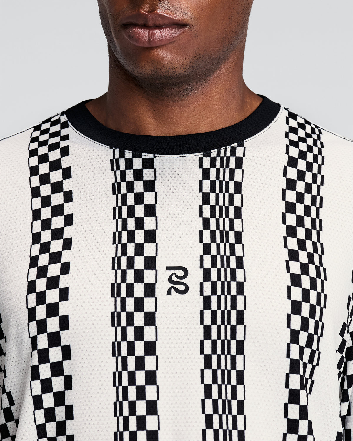 Men_s Micromesh™ Long Sleeve Performance Tee - Checkerboard Stripe