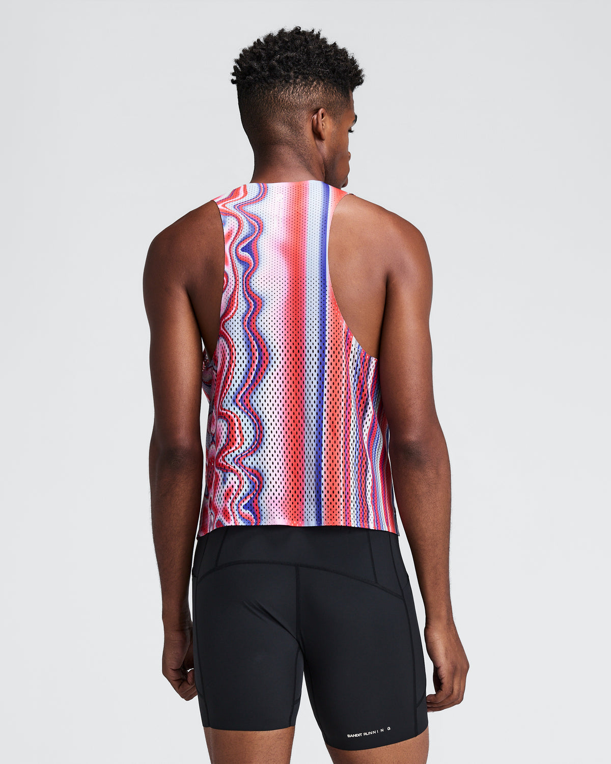 BANDIT RUNNING — MEN'S SHREDDER™ SHORTY RACE SINGLET — MELTED STRIPE GRADIENT