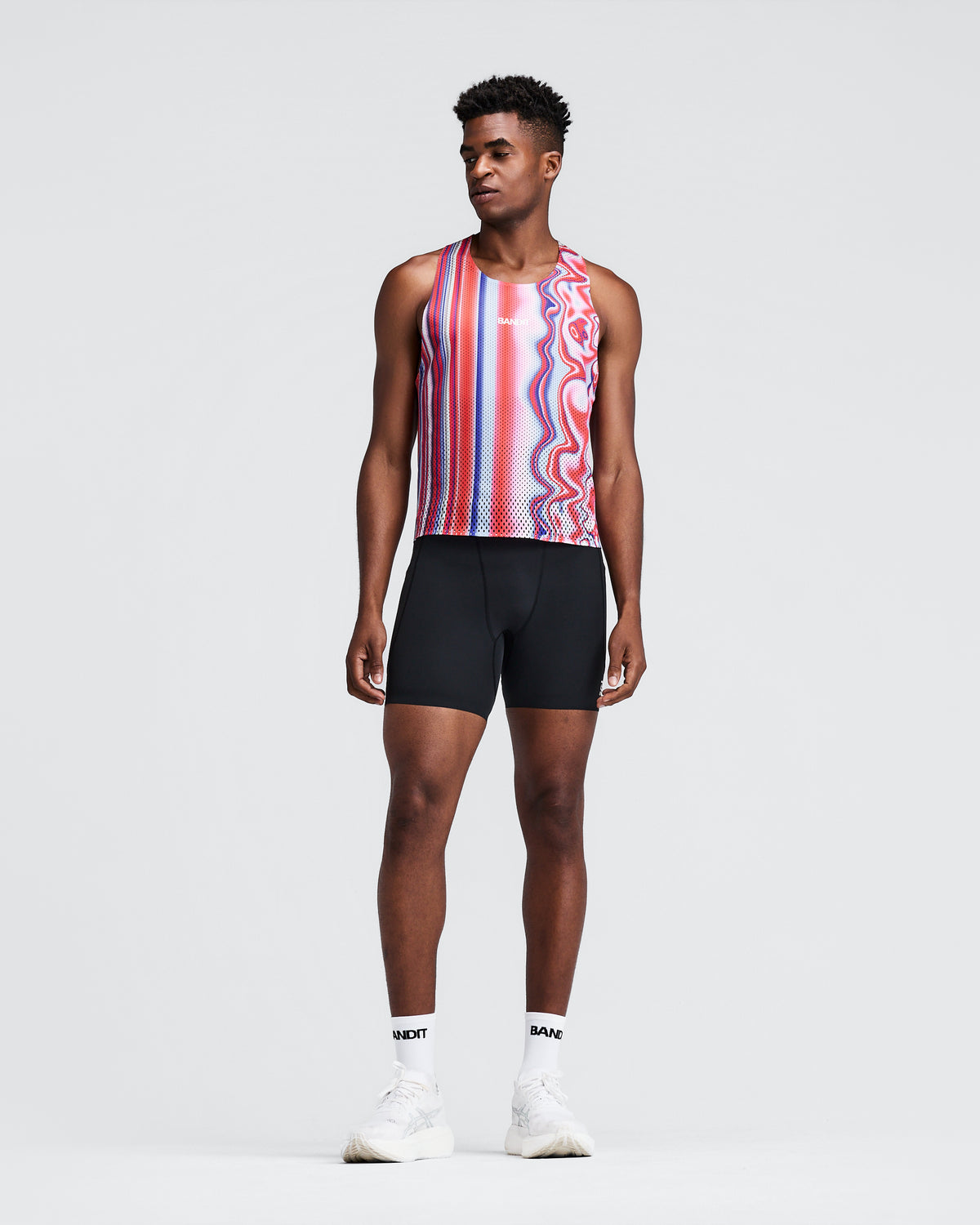 BANDIT RUNNING — MEN'S SHREDDER™ SHORTY RACE SINGLET — MELTED STRIPE GRADIENT