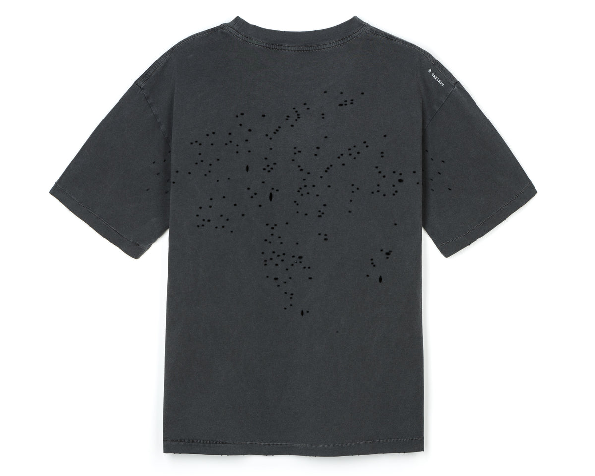 SATISFY MOTHTECH™ T-SHIRT AGED BLACK GLITTER LOGO
