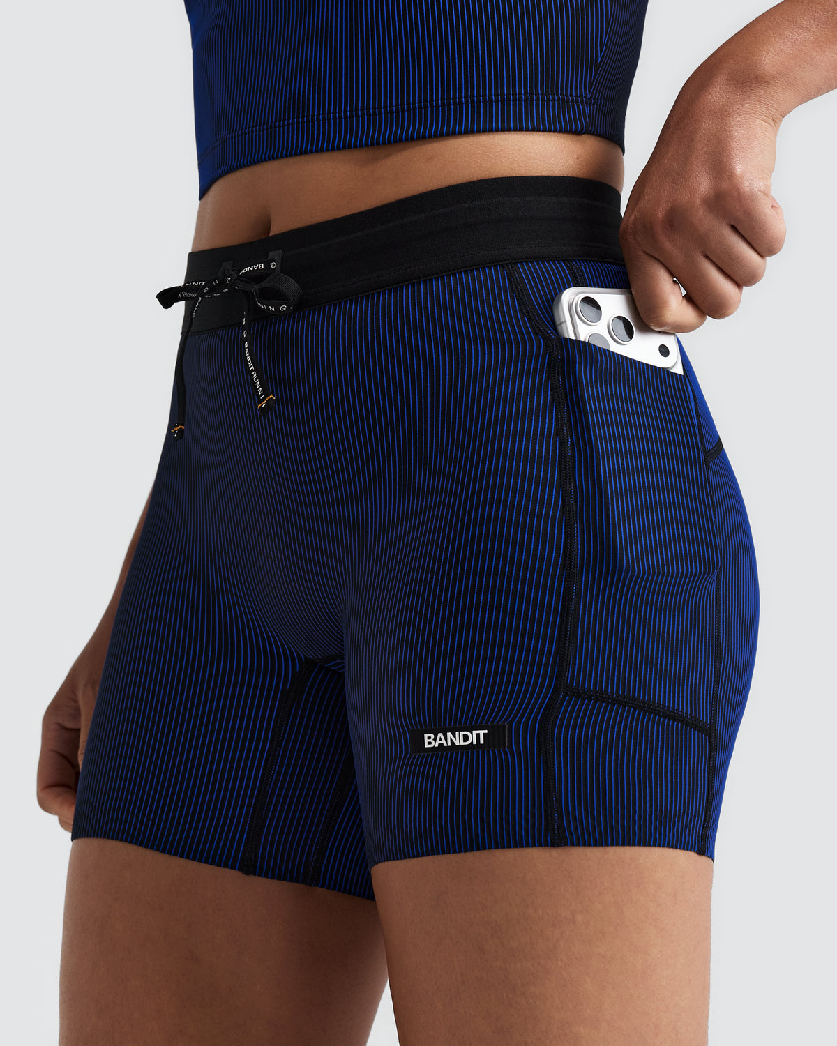 BANDIT RUNNING Women's Striped Cadence™ 5" Compression Bottom - Black