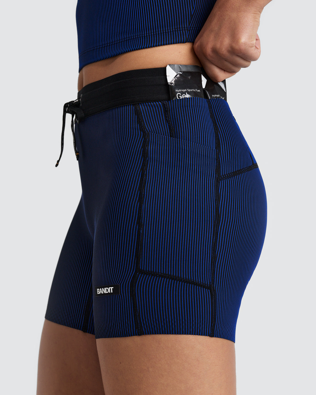 BANDIT RUNNING Women's Striped Cadence™ 5" Compression Bottom - Black