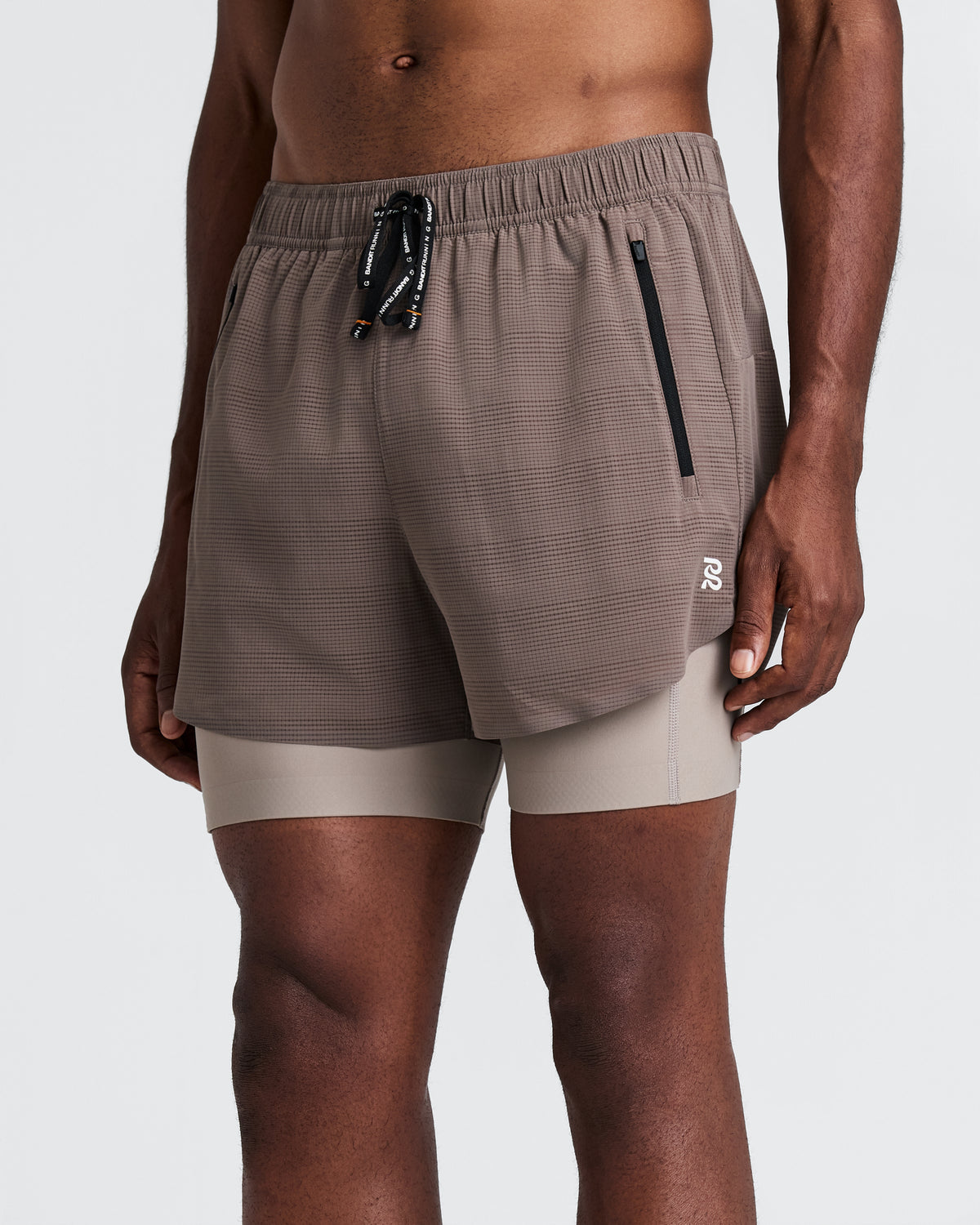 BANDIT RUNNING — MEN'S COOLGRID™ DUO SHORT — COCOA