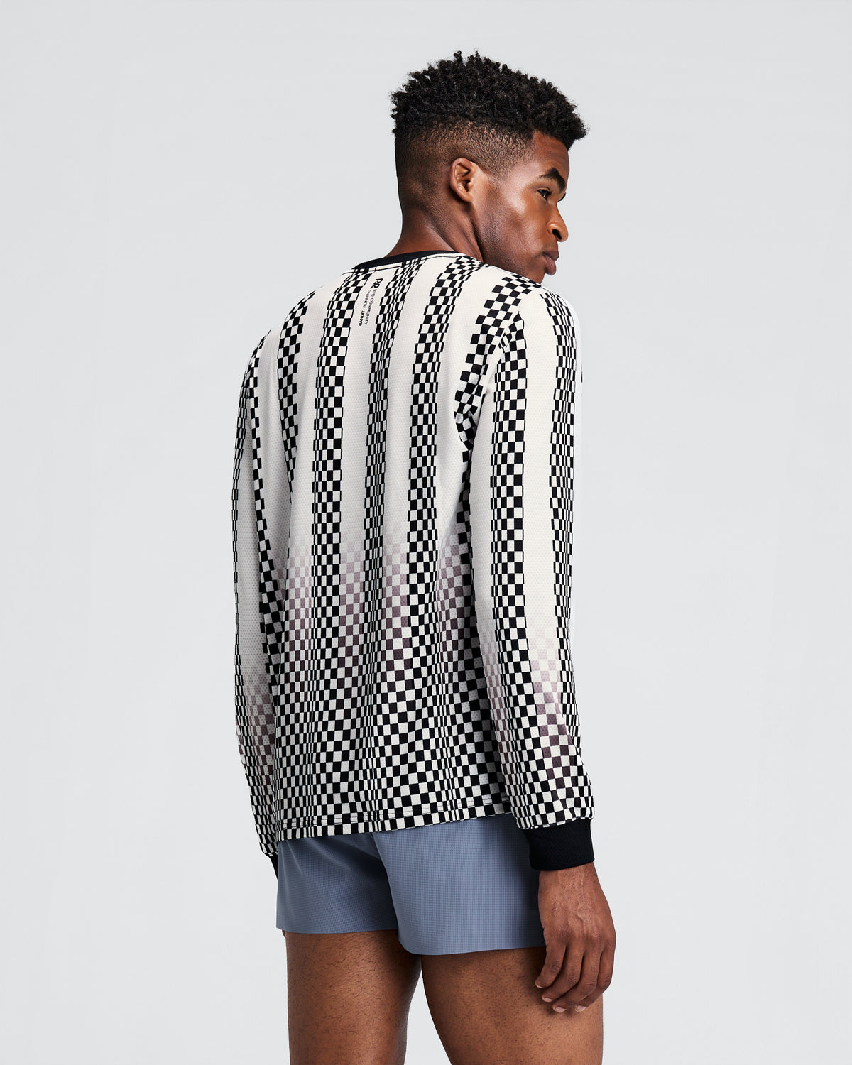 Men_s Micromesh™ Long Sleeve Performance Tee - Checkerboard Stripe