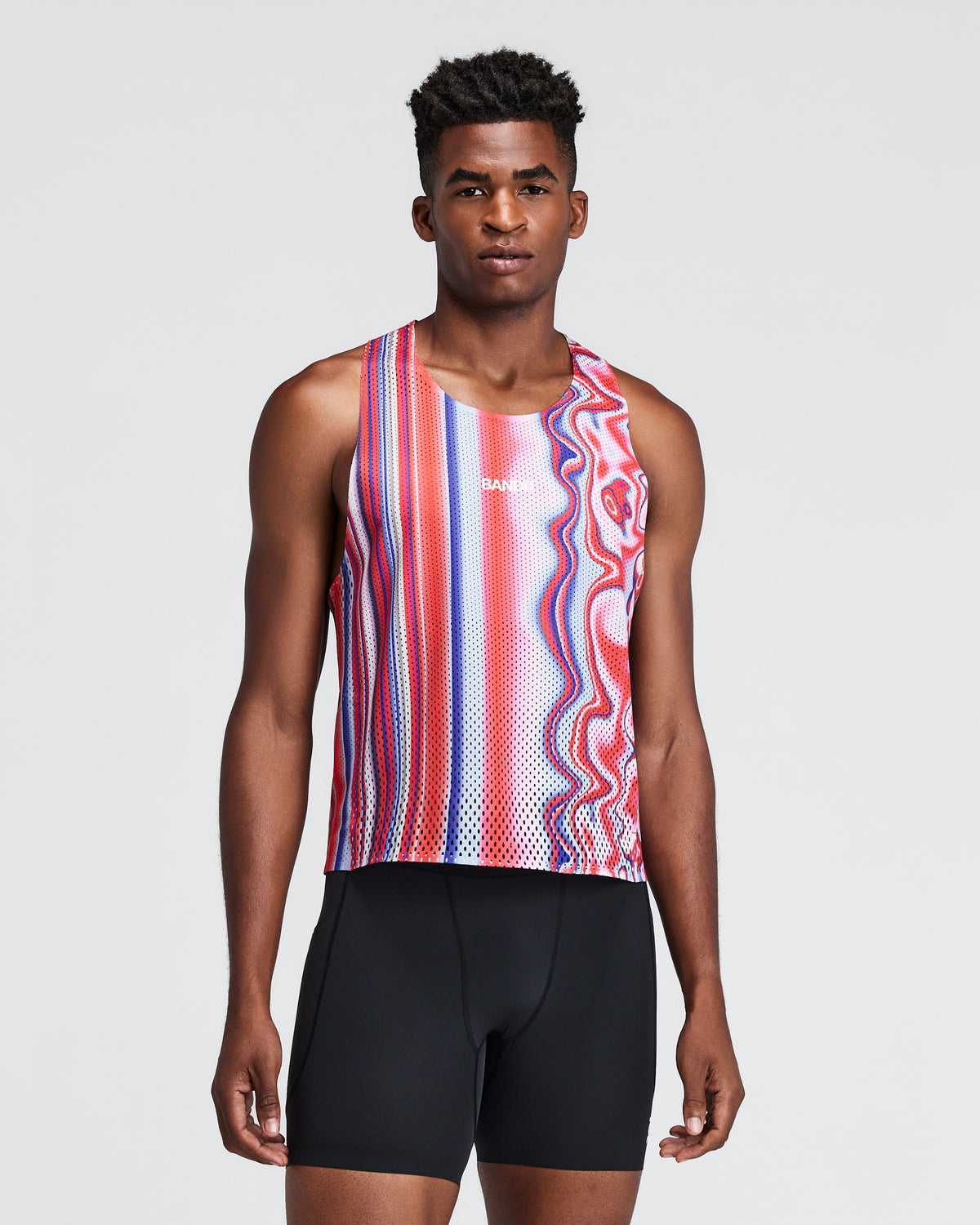 BANDIT RUNNING — MEN'S SHREDDER™ SHORTY RACE SINGLET — MELTED STRIPE GRADIENT