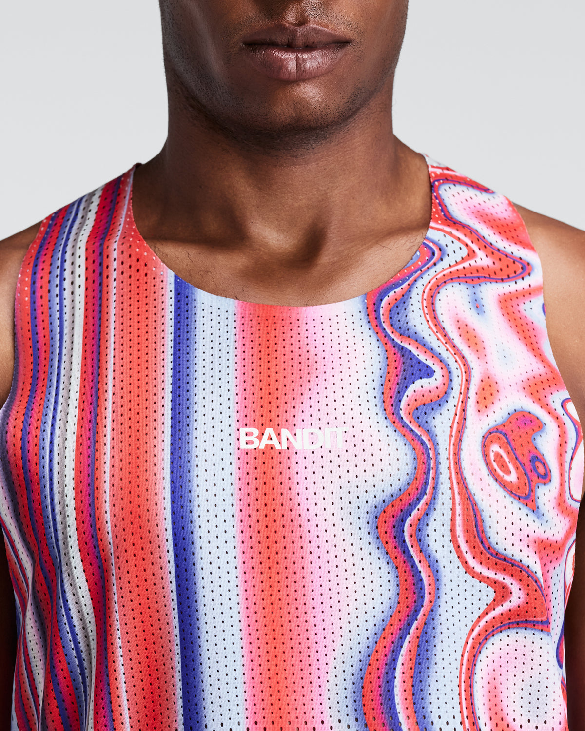 BANDIT RUNNING — MEN'S SHREDDER™ SHORTY RACE SINGLET — MELTED STRIPE GRADIENT